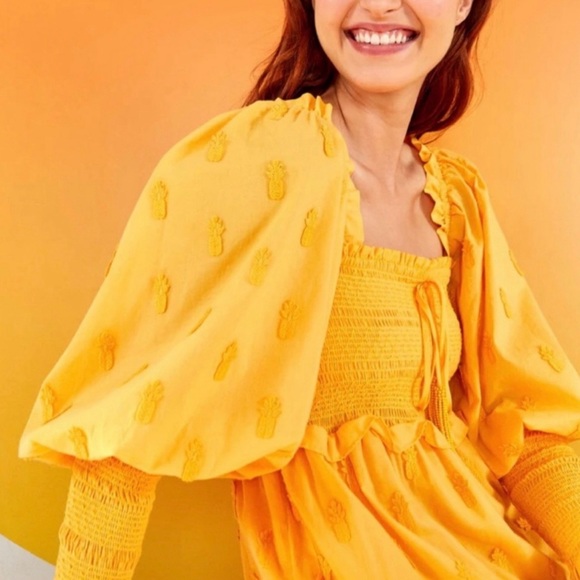 Farm Rio yellow pineapple dress new without tags - Picture 8 of 12